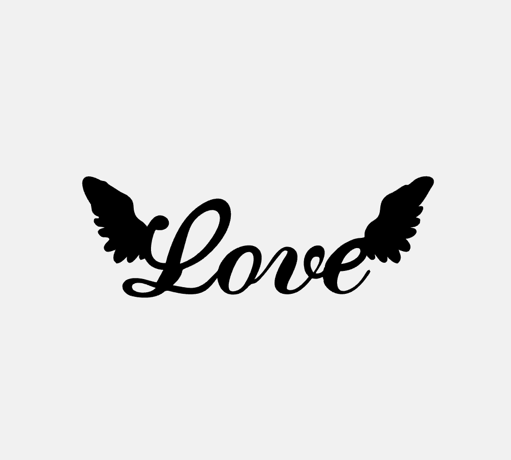 Love with Angel Wings Decorative Phrase