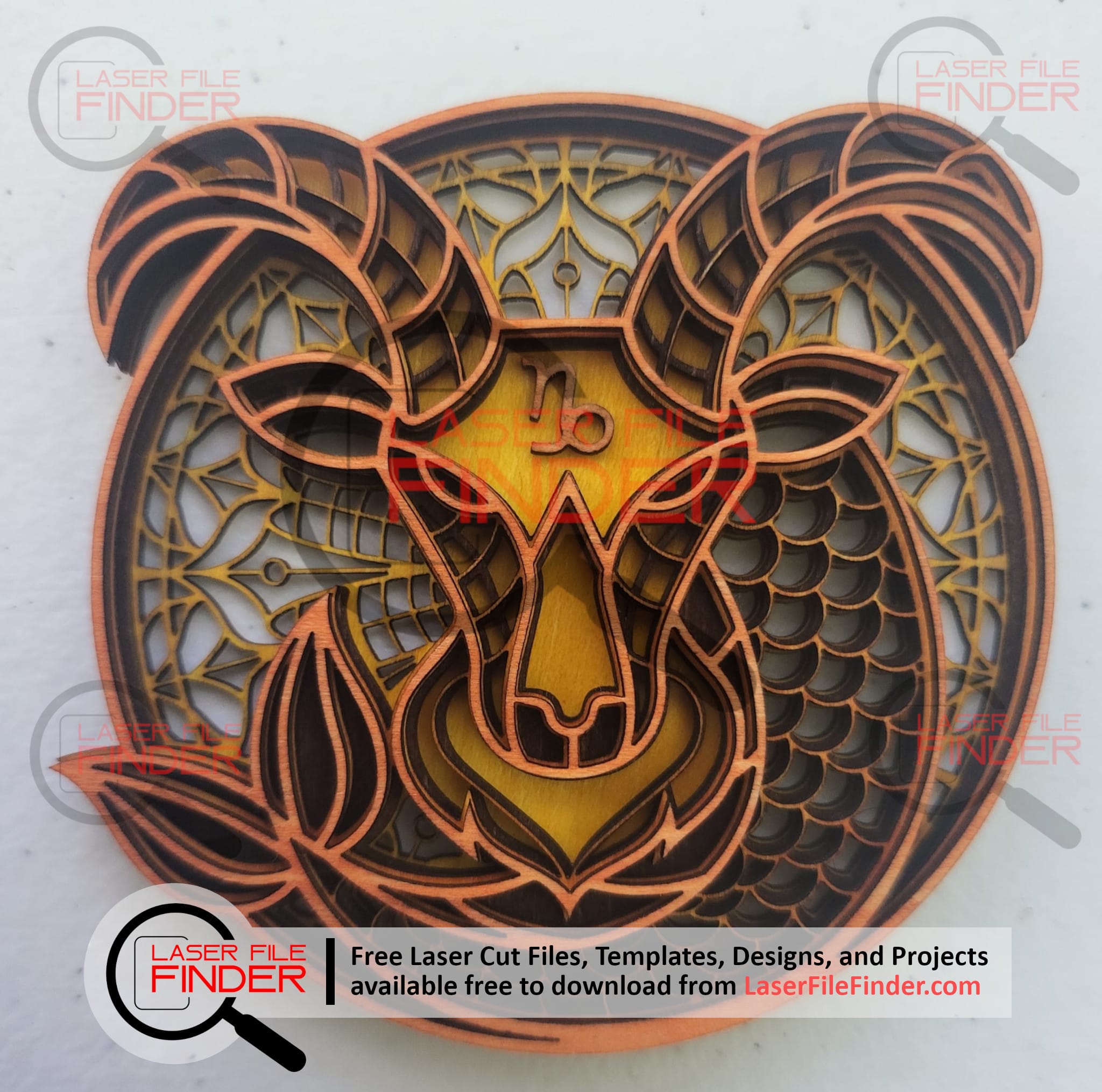 Capricorn Zodiac Sign Layered Design
