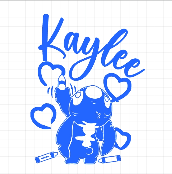 Disney Stitch Drawing Hearts and Name Sign