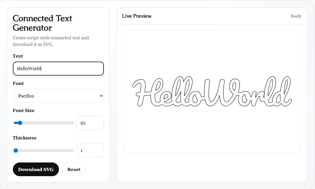 Free Connected Text Generator